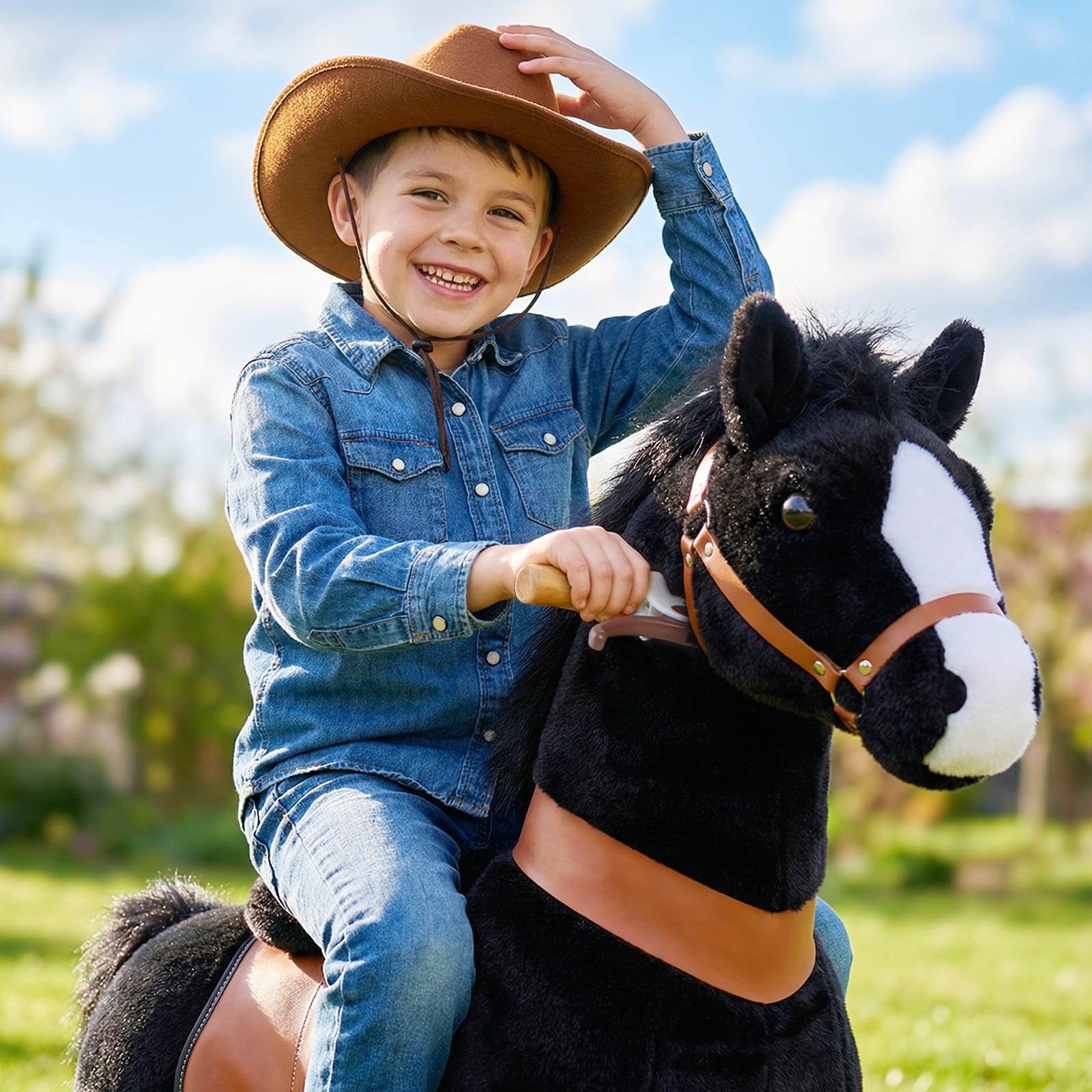 Black Horse Ride-On Toy - Age 4–7