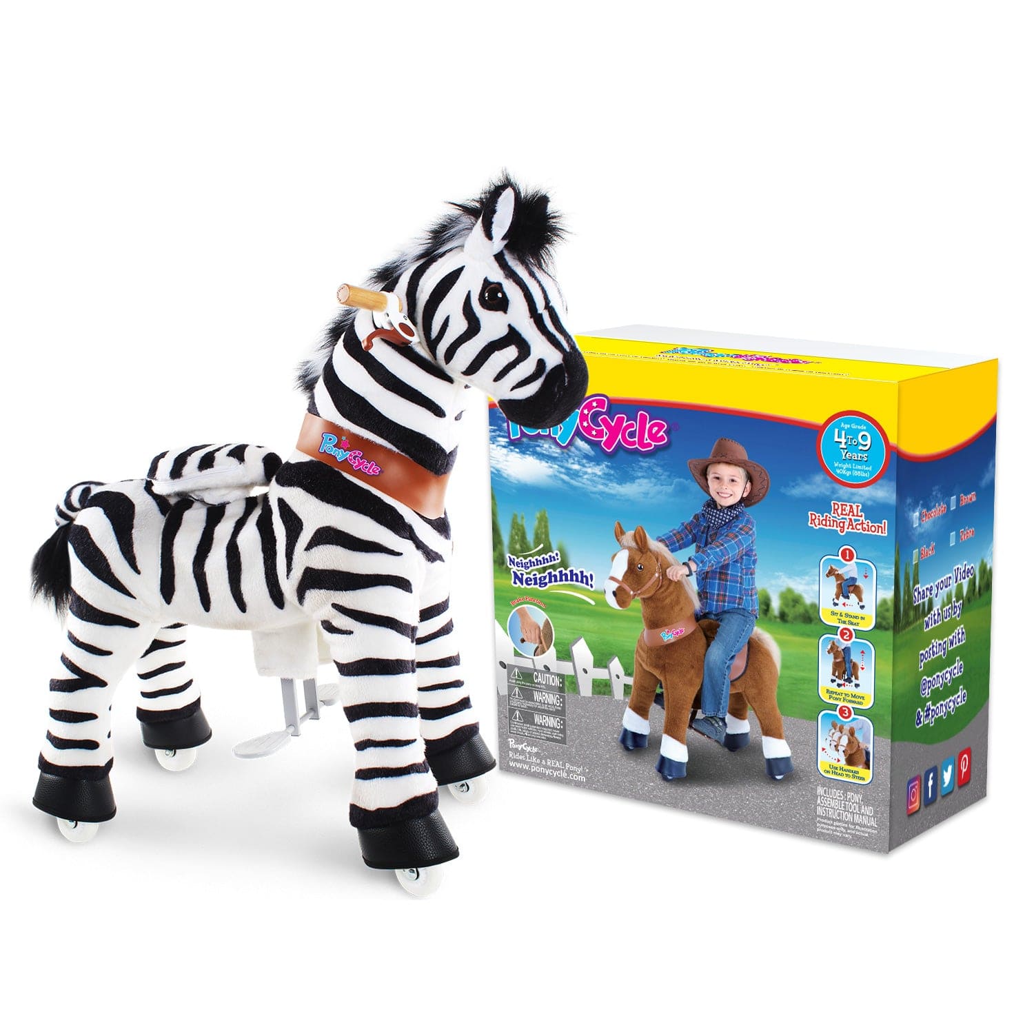 Zebra Ride-On Toy - Age 4–7