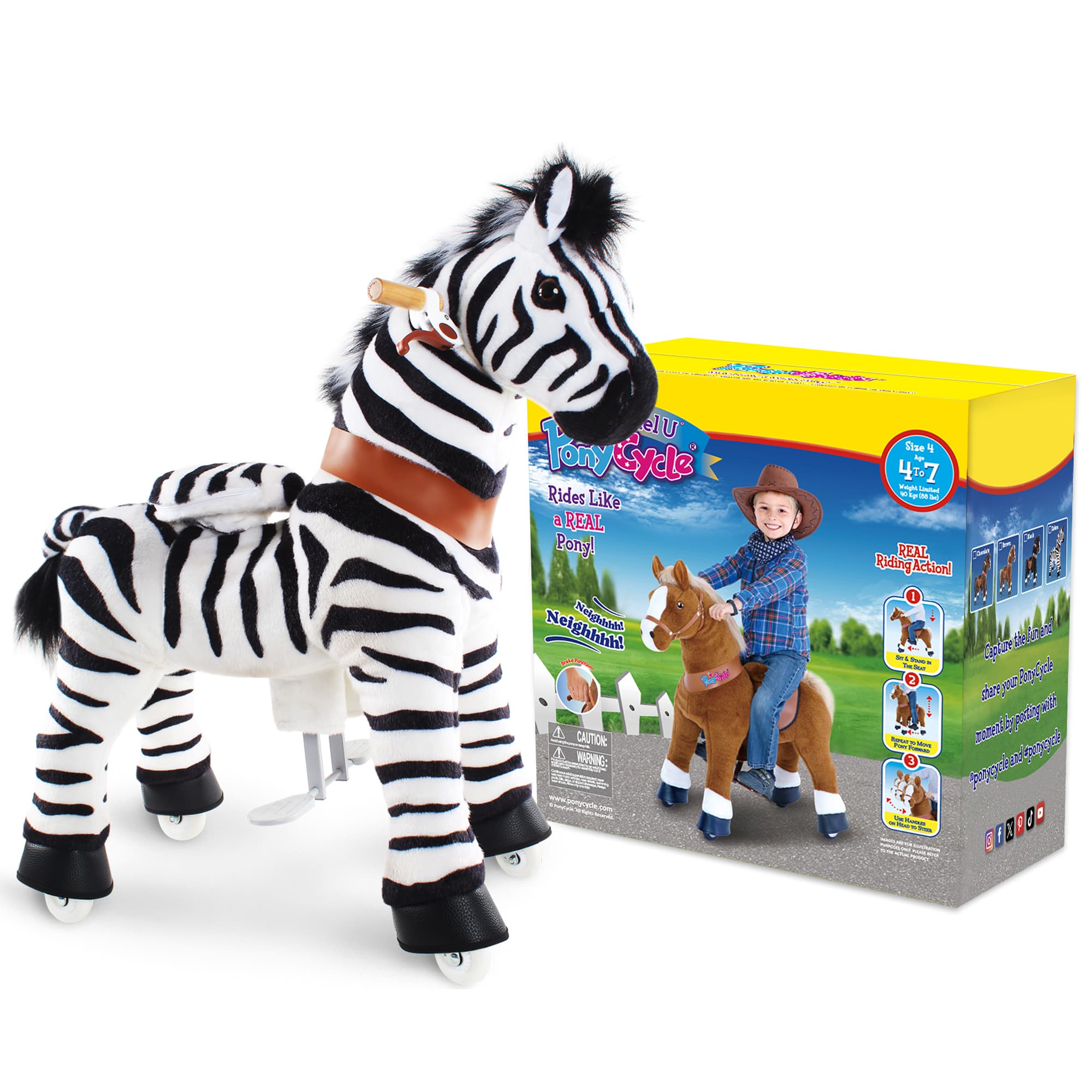 Zebra Ride-On Toy - Age 4–7