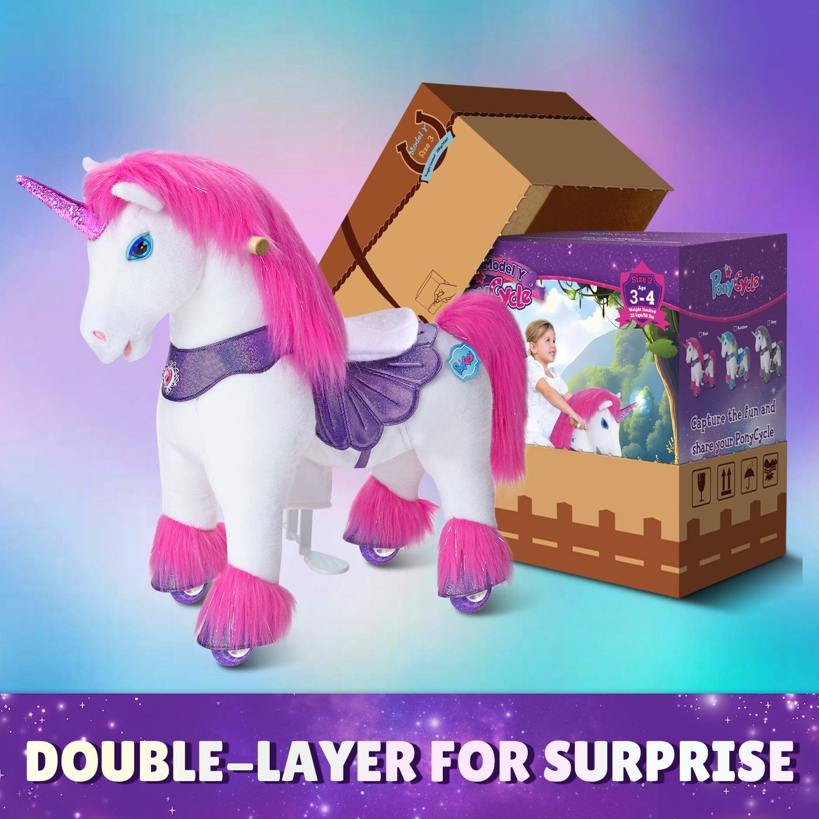 Model Y® Unicorn Ride-On Toy Age 3–4 – Pink/Purple  