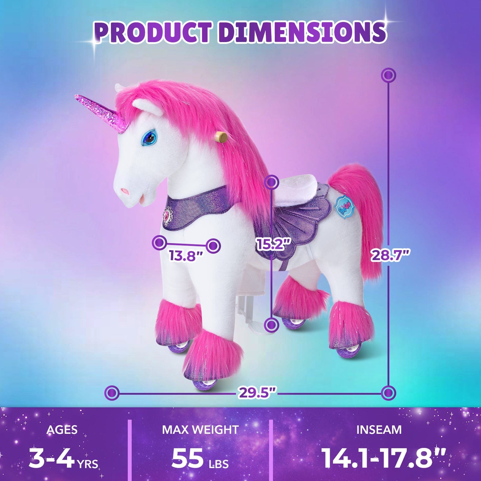 Model Y® Unicorn Ride-On Toy Age 3–4 – Pink/Purple  