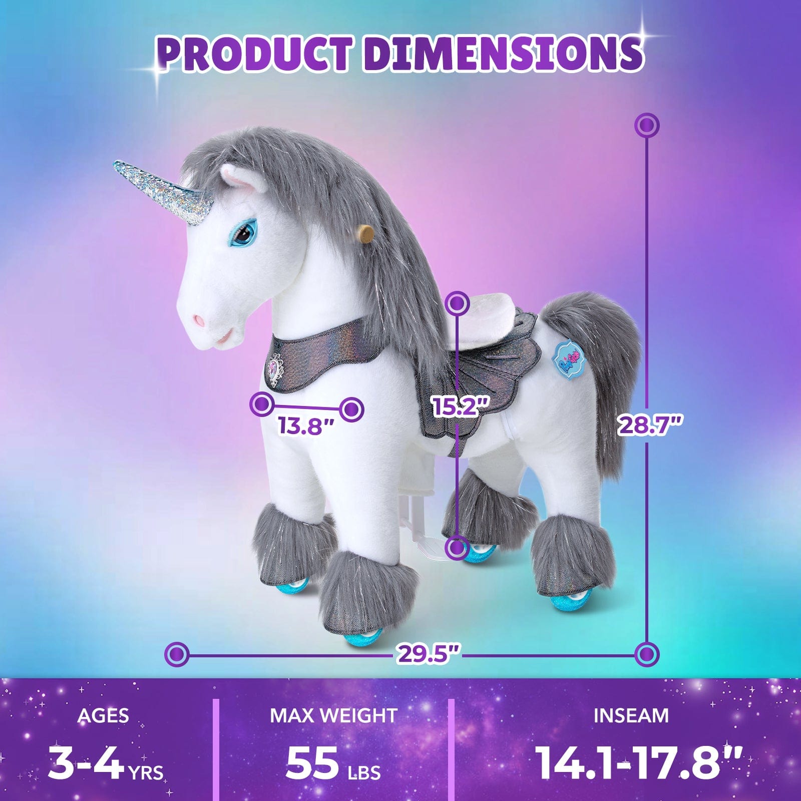 Model Y® Unicorn Ride-On Toy Age 3–4 – Grey  