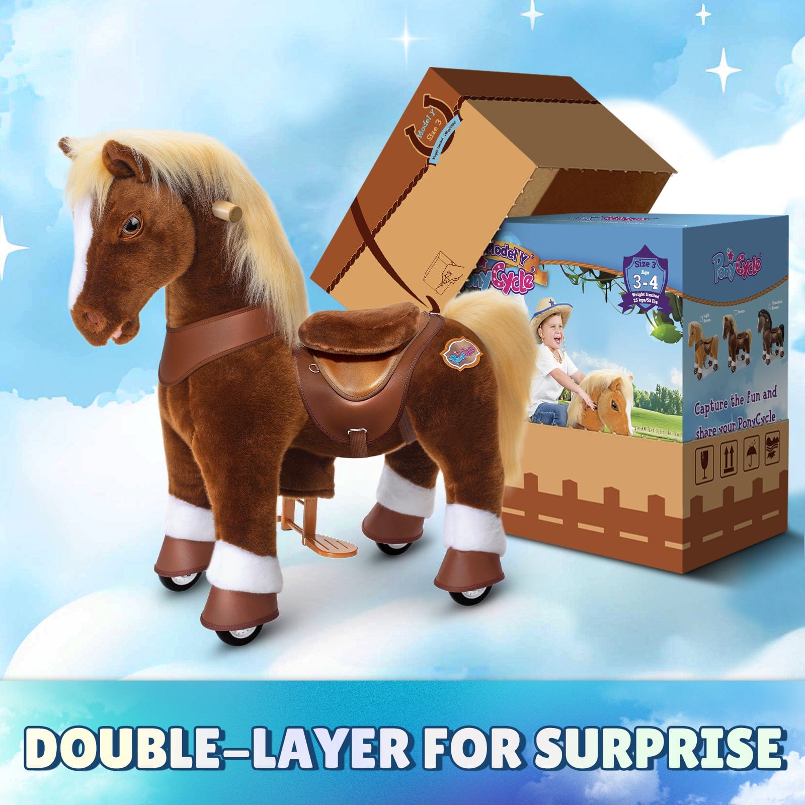 Brown Horse Ride-On Toy - Age 3–4  