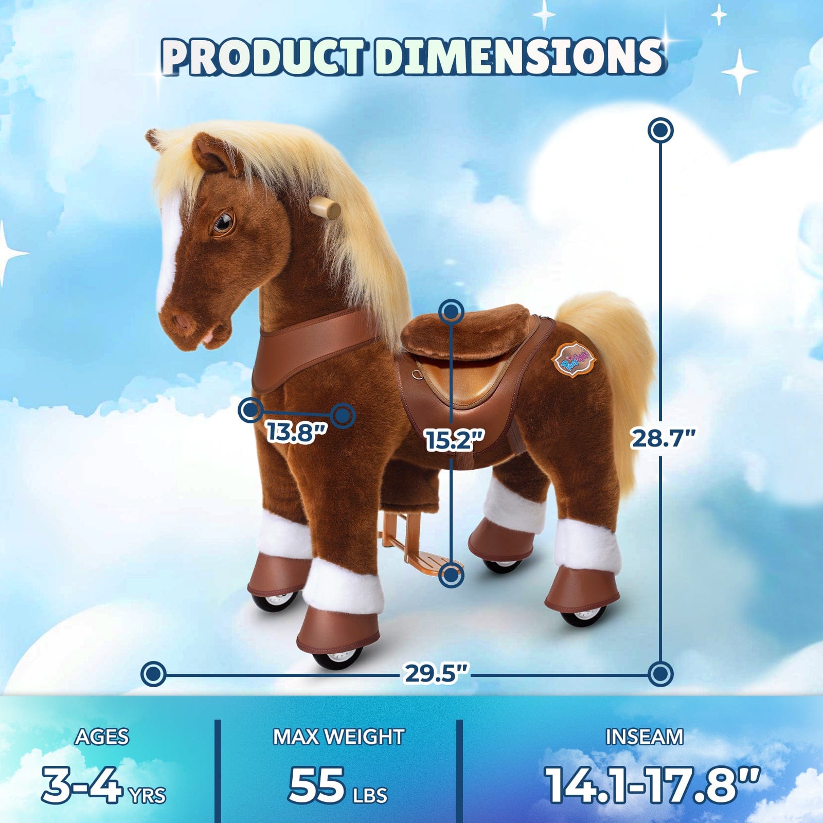 Brown Horse Ride-On Toy - Age 3–4  