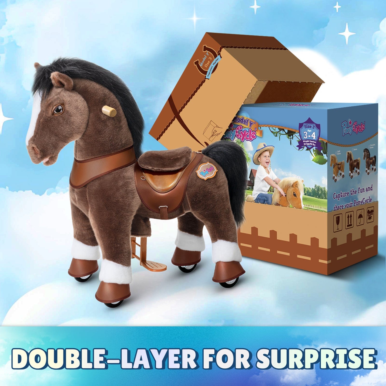 Chocolate Horse Ride-On Toy -  Age 3–4  