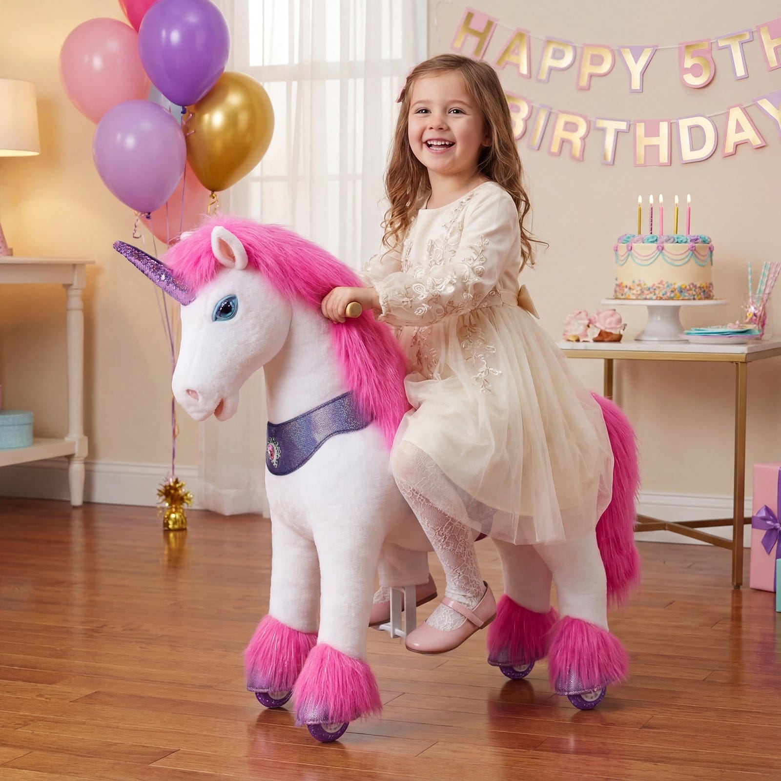 Unicorn Ride-On Toy - Age 4–7