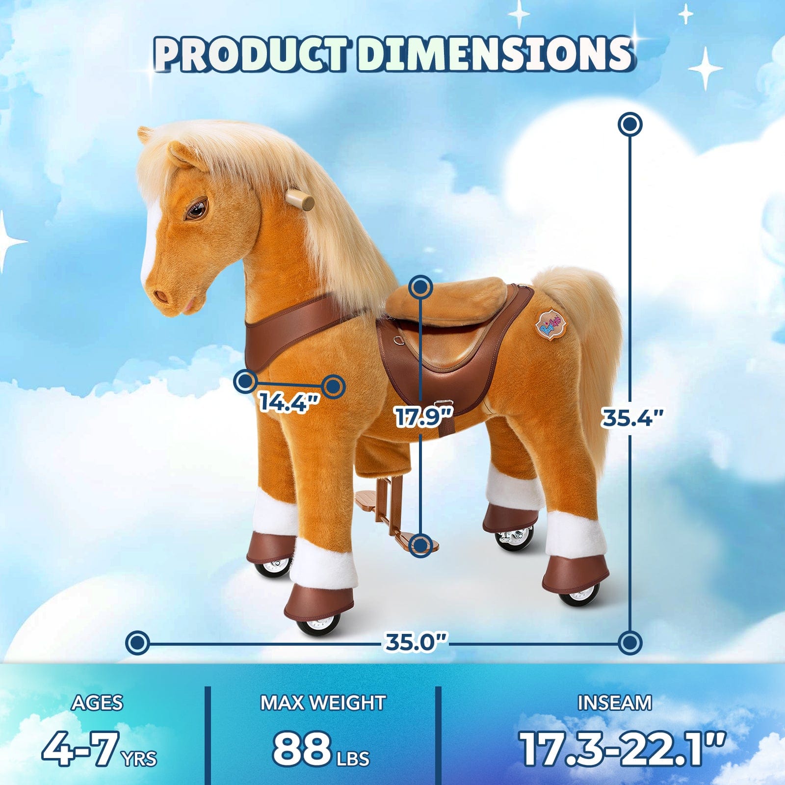 Model Y® Horse Ride-On Toy Age 4–7 – Light Brown  