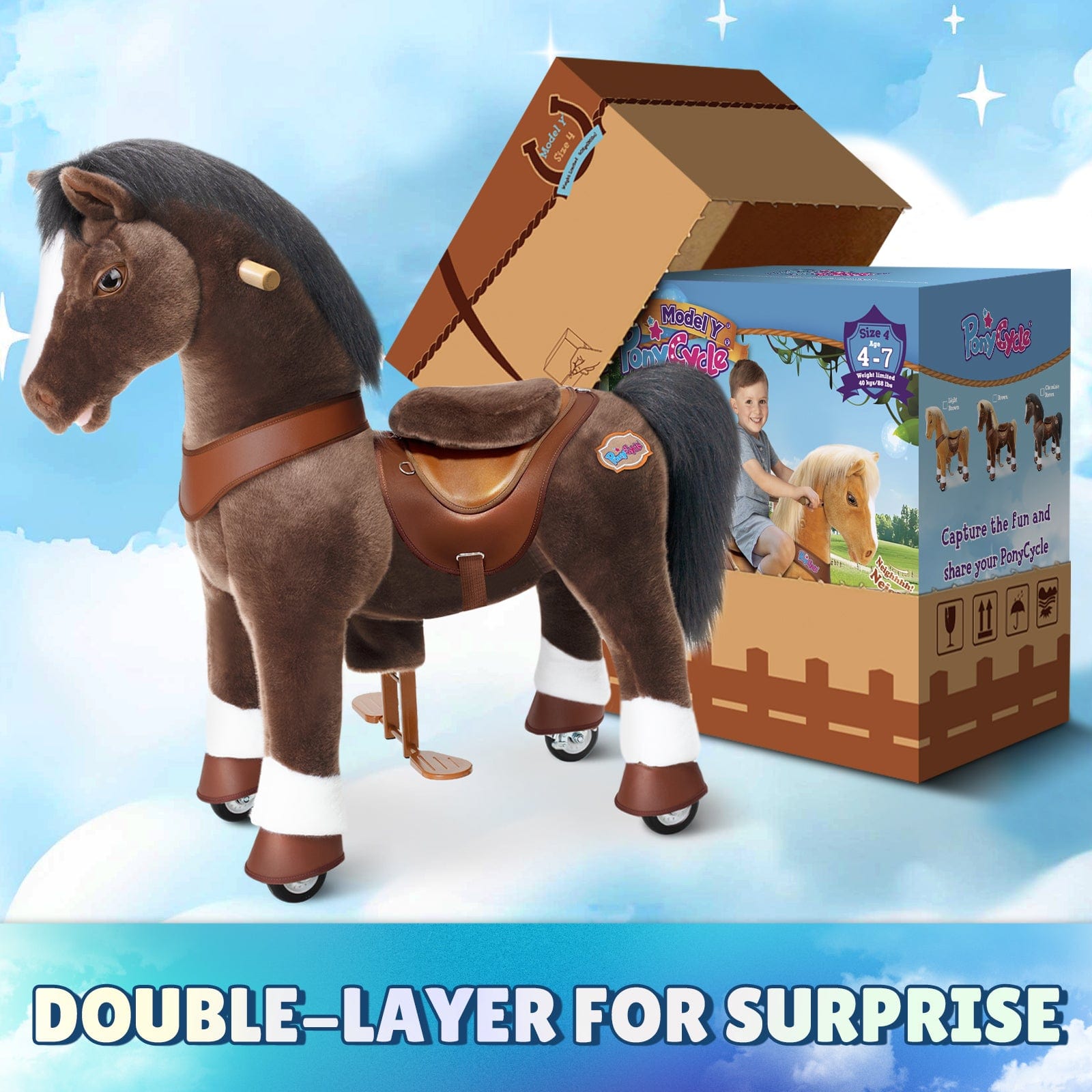 Chocolate Horse Ride-On Toy - Age 4–7  