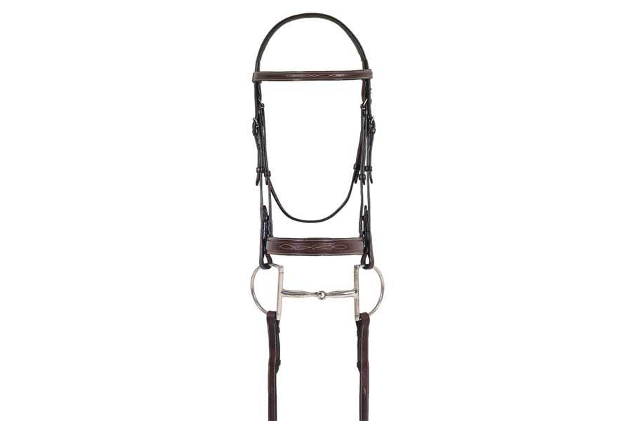 Ovation Elite Collection - Fancy Raised Comfort Crown Flat Wide Nose Padded Bridle with Fancy Raised Laced Reins