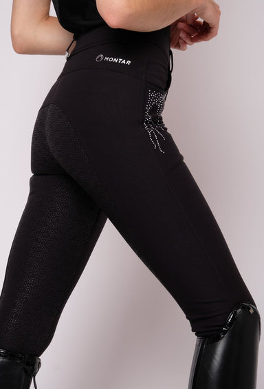 Montar Femke Yati Normalwaist Crystal Lians - Black, Fullgrip - Equine Exchange Tack Shop